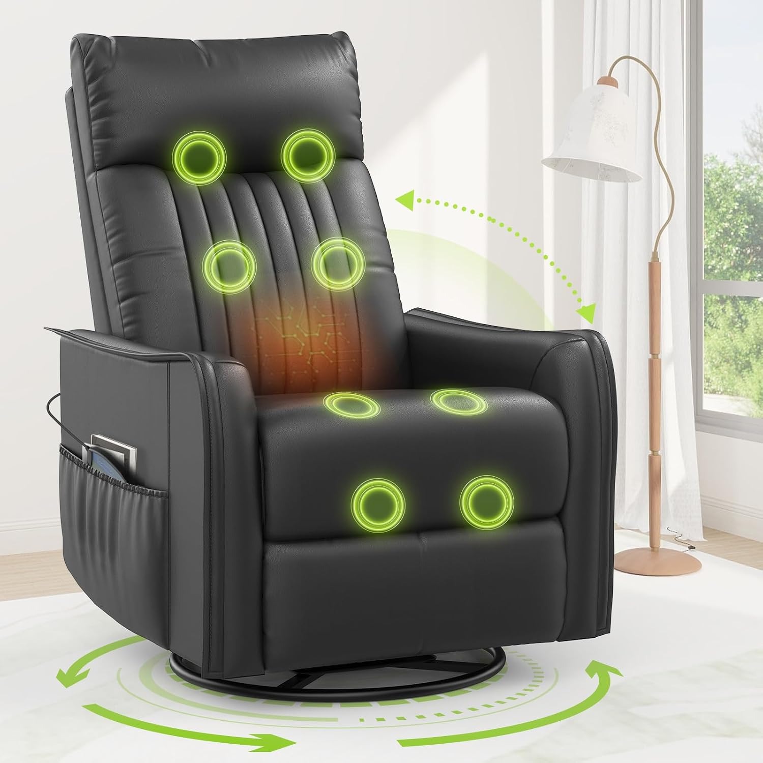 sisolos Massage Swivel Rocking Recliner: image 1