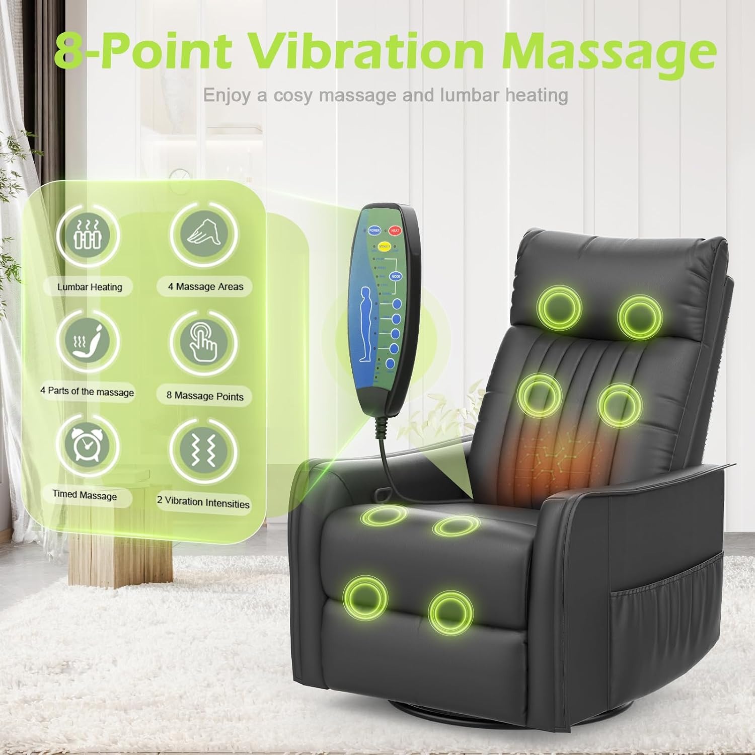 sisolos Massage Swivel Rocking Recliner: image 3