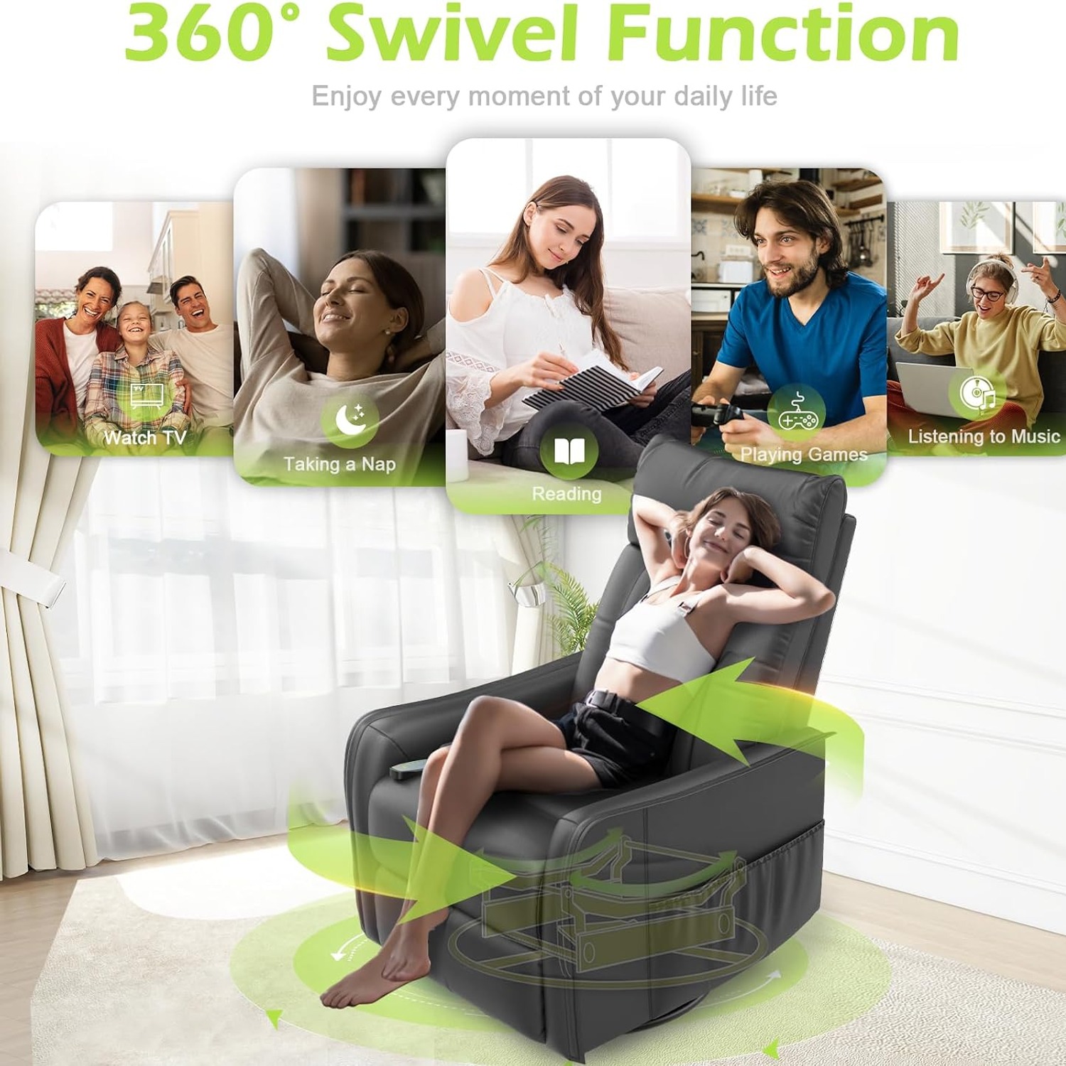 sisolos Massage Swivel Rocking Recliner: image 4