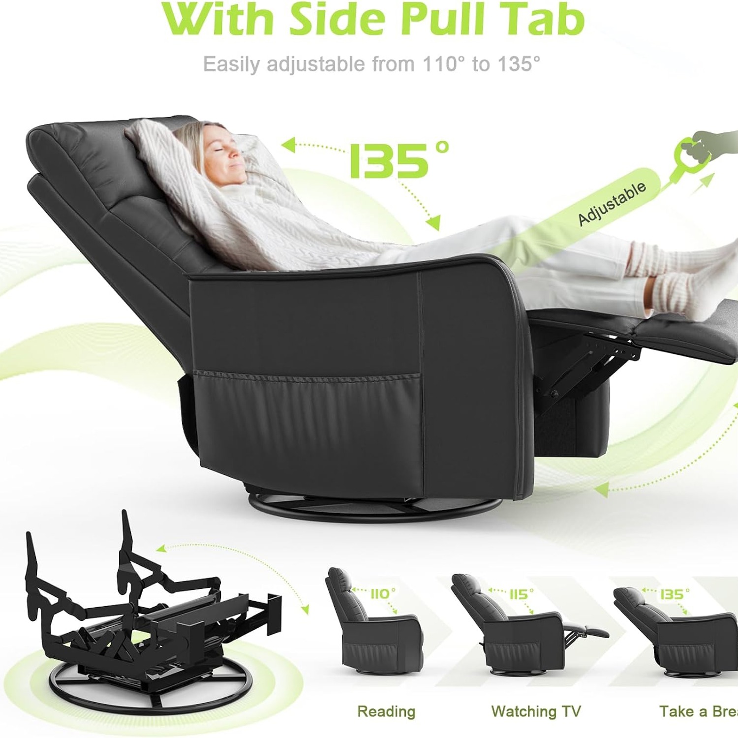 sisolos Massage Swivel Rocking Recliner: image 5