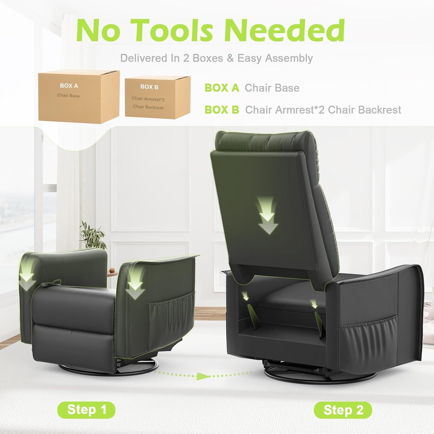 sisolos Massage Swivel Rocking Recliner: image 7