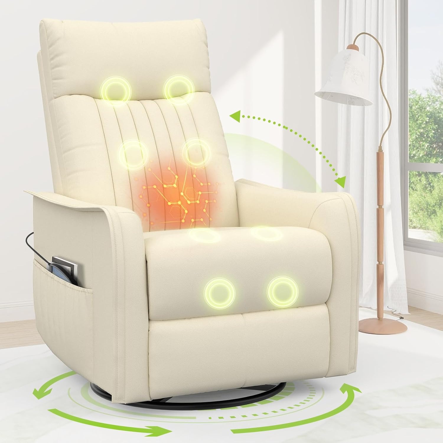 sisolos Massage Swivel Rocking Recliner: image 8