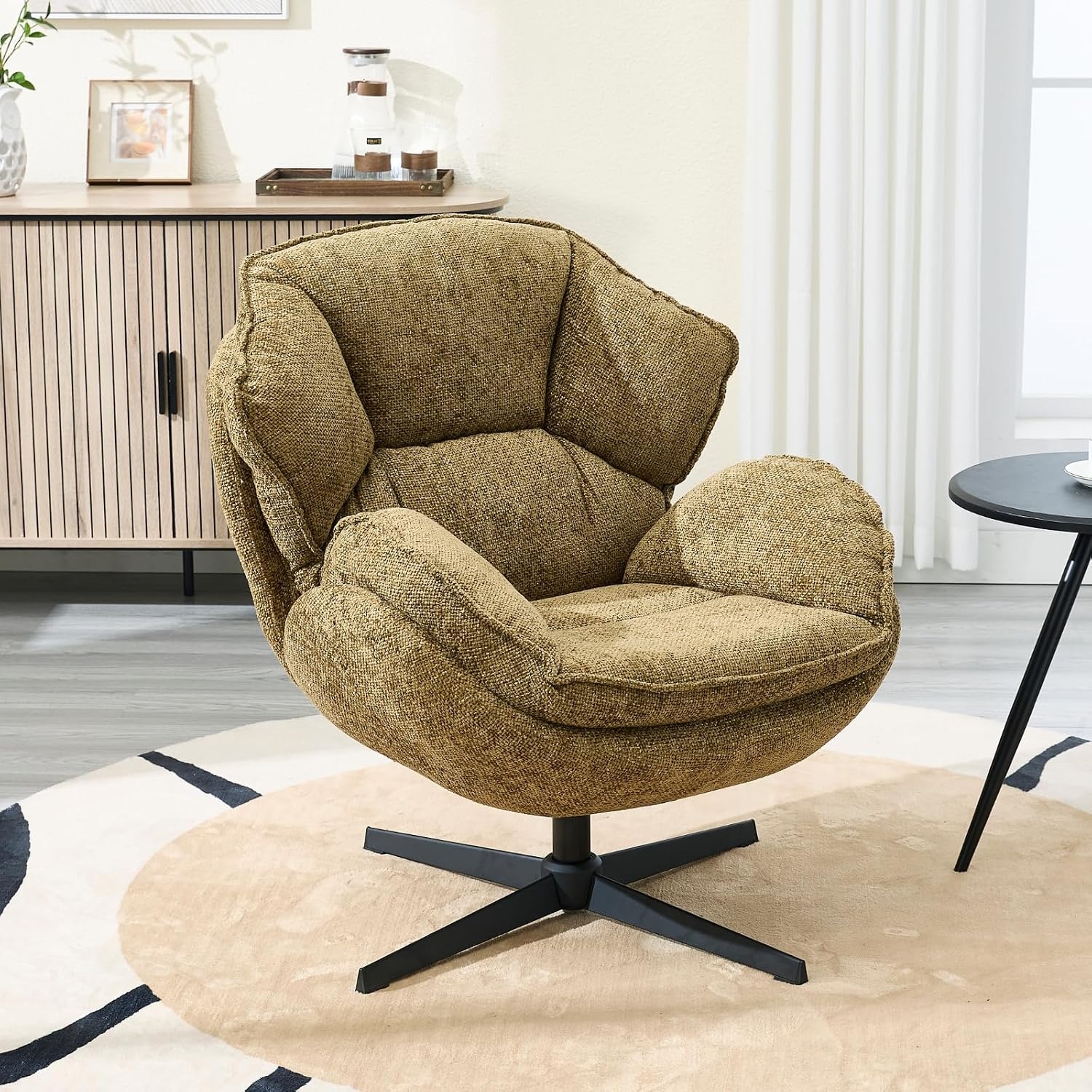 Chairus Yellow Chenille Swivel Accent Chair: image 1