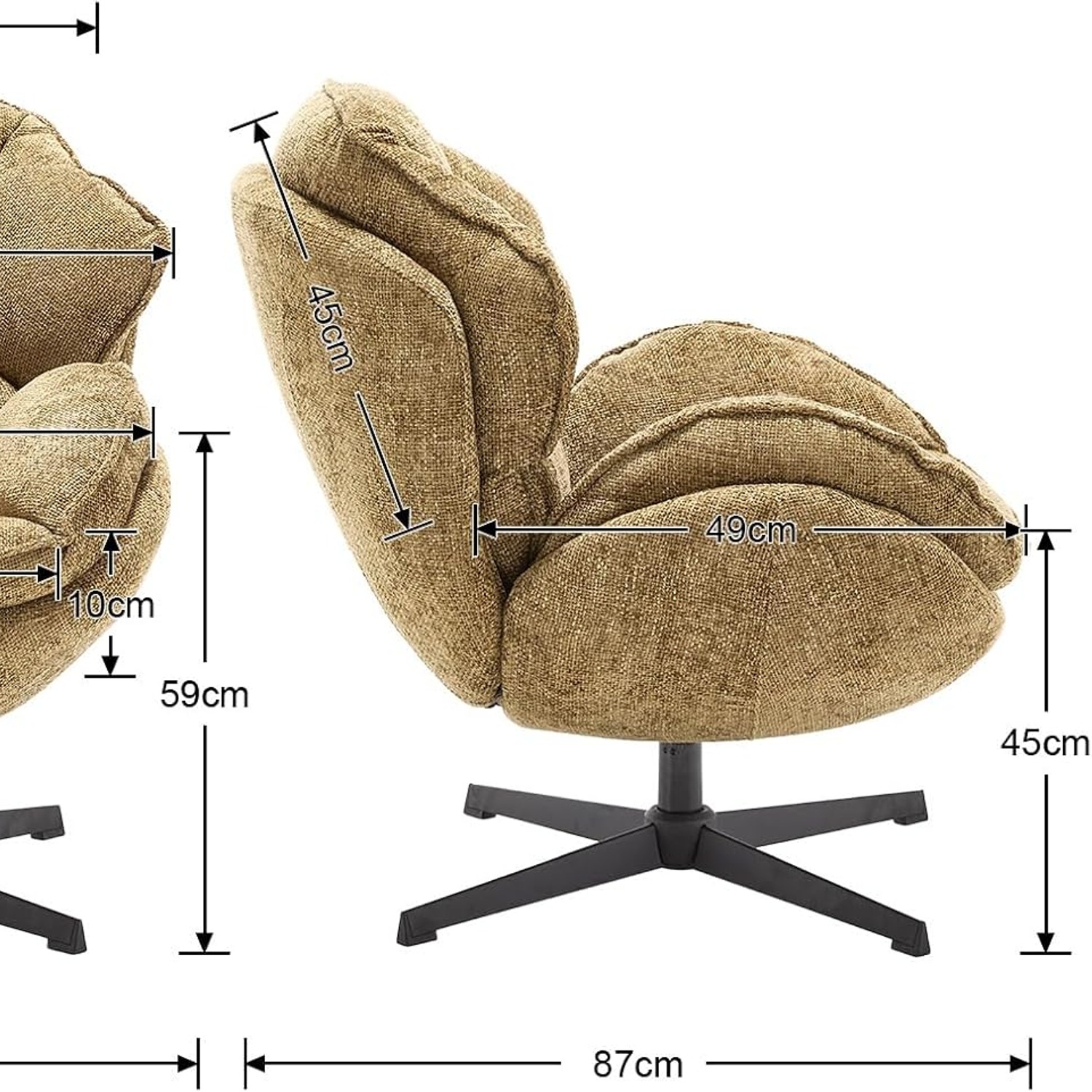 Chairus Yellow Chenille Swivel Accent Chair: image 2