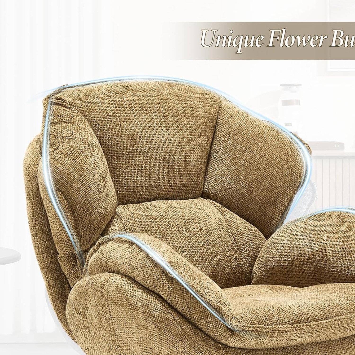 Chairus Yellow Chenille Swivel Accent Chair: image 6