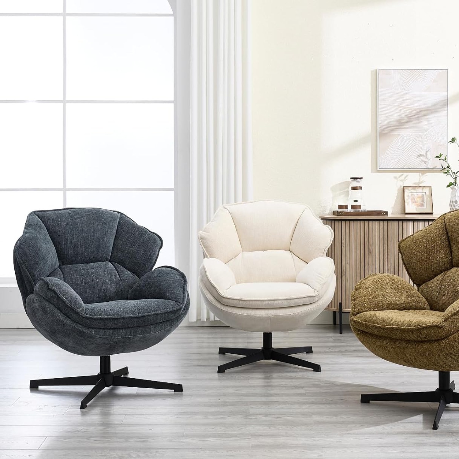 Chairus Yellow Chenille Swivel Accent Chair: image 8