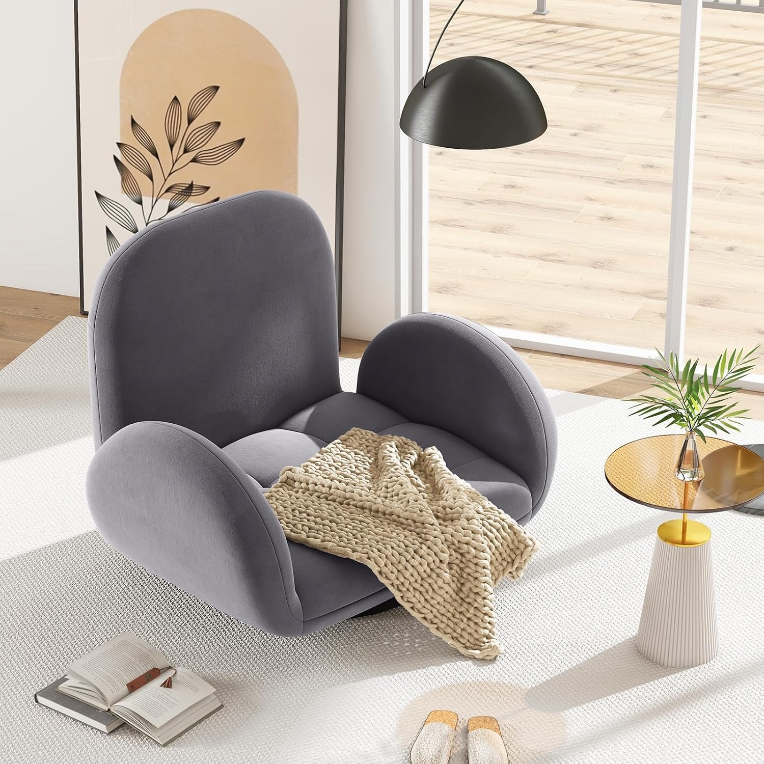 COSTWAY Adjustable Swivel Floor Sofa Chair