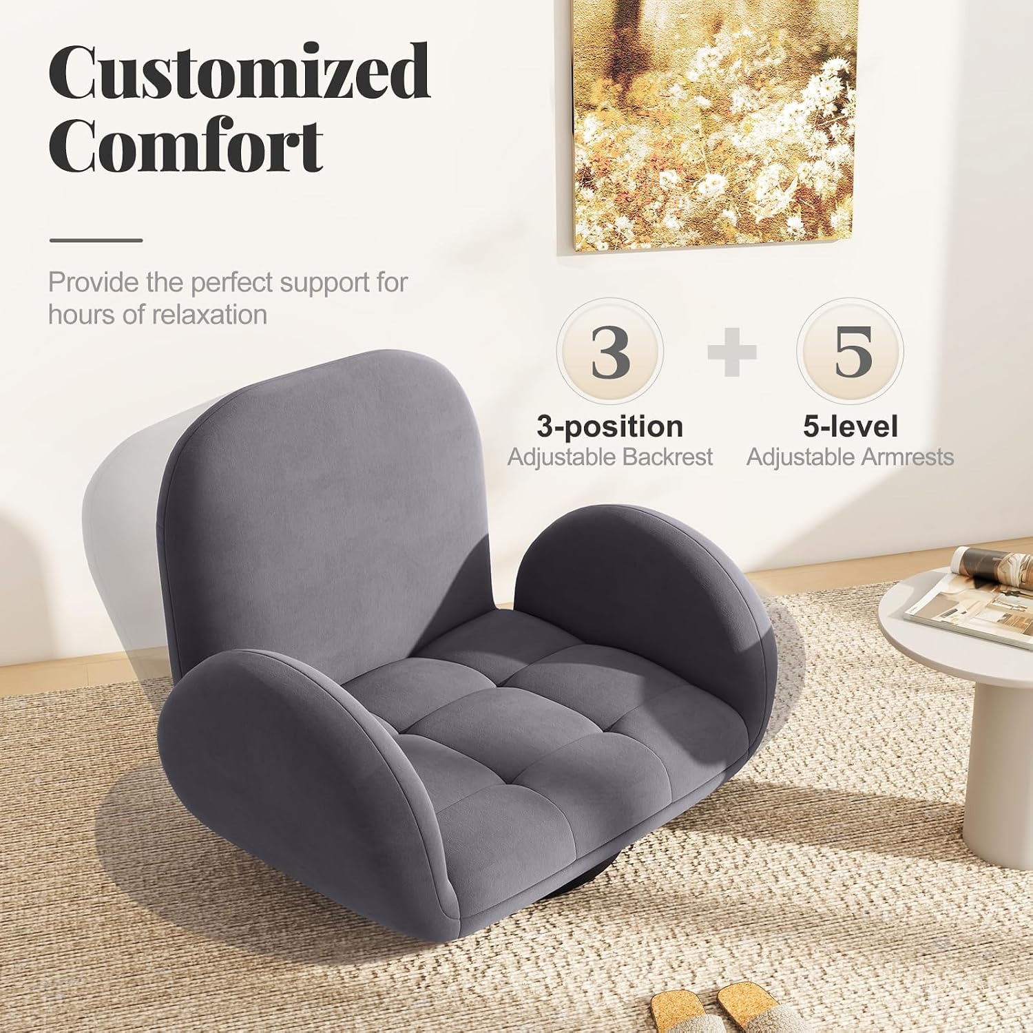 COSTWAY Adjustable Swivel Floor Sofa Chair