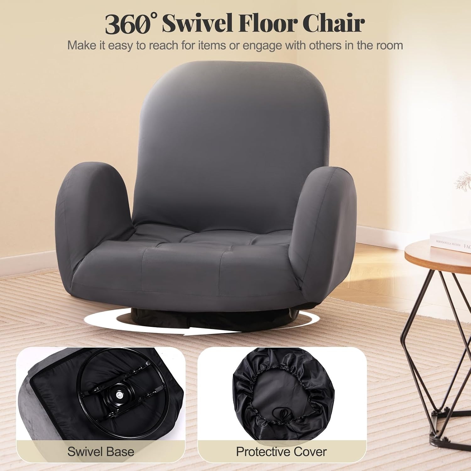 COSTWAY Adjustable Swivel Floor Sofa Chair