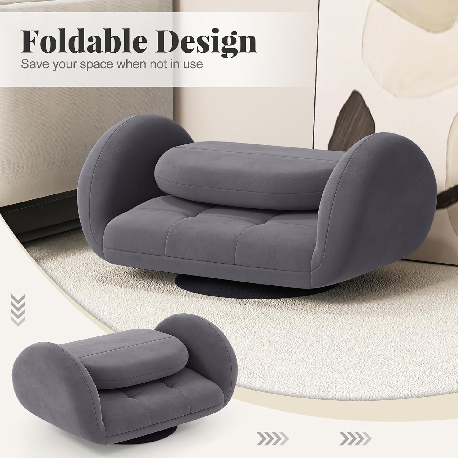 COSTWAY Adjustable Swivel Floor Sofa Chair: image 7