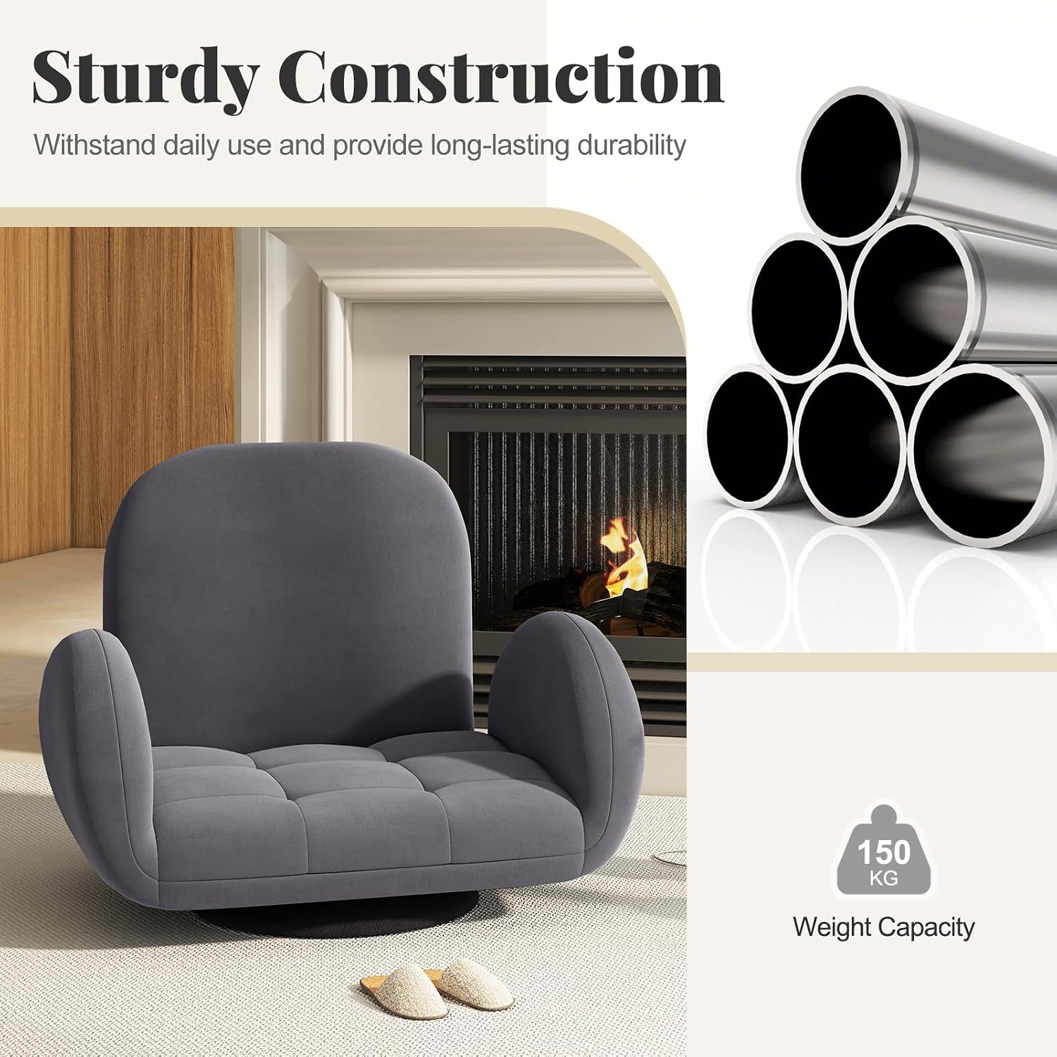 COSTWAY Adjustable Swivel Floor Sofa Chair: image 8