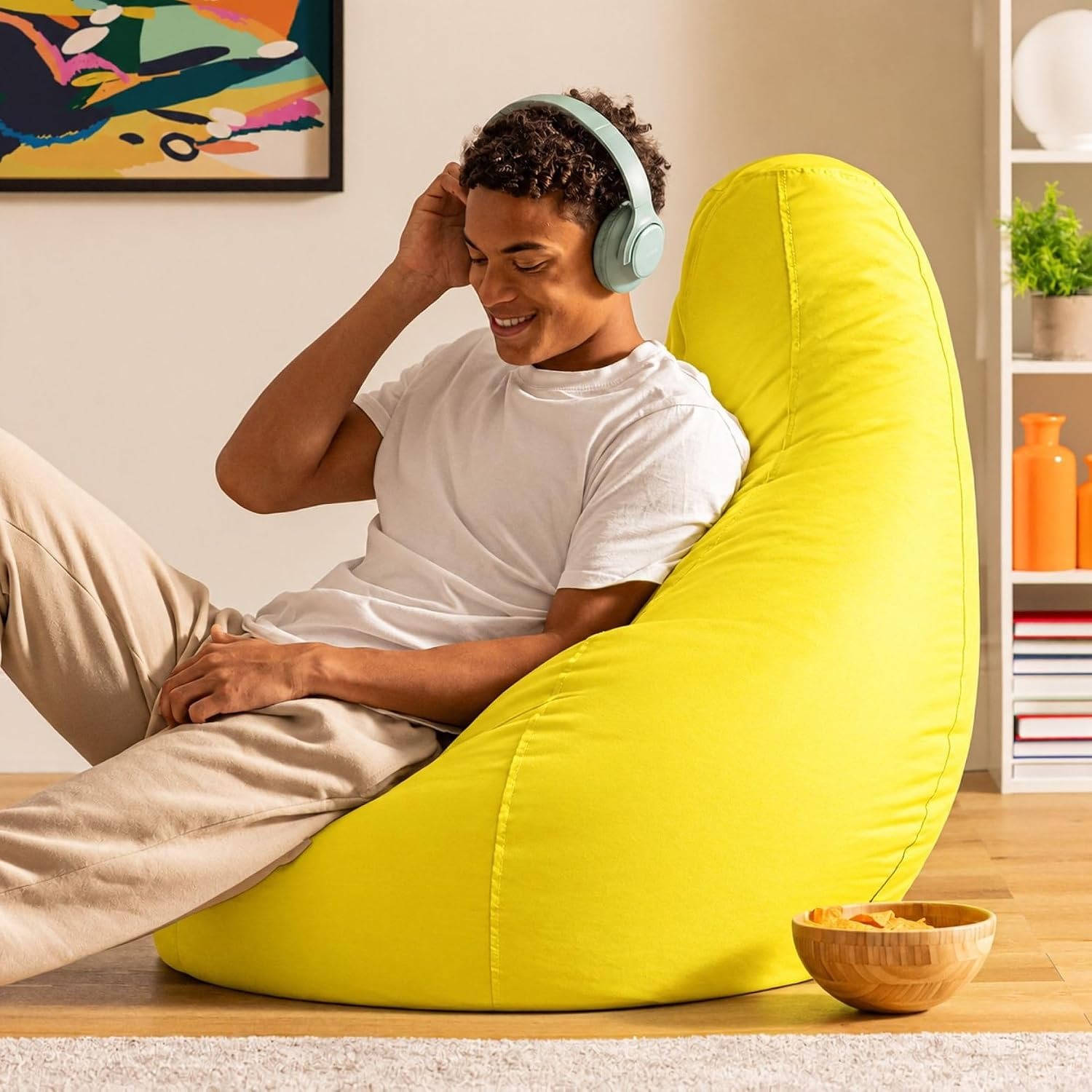 Bean Bag Bazaar Yellow High Back Bean Bag Chair: image 2