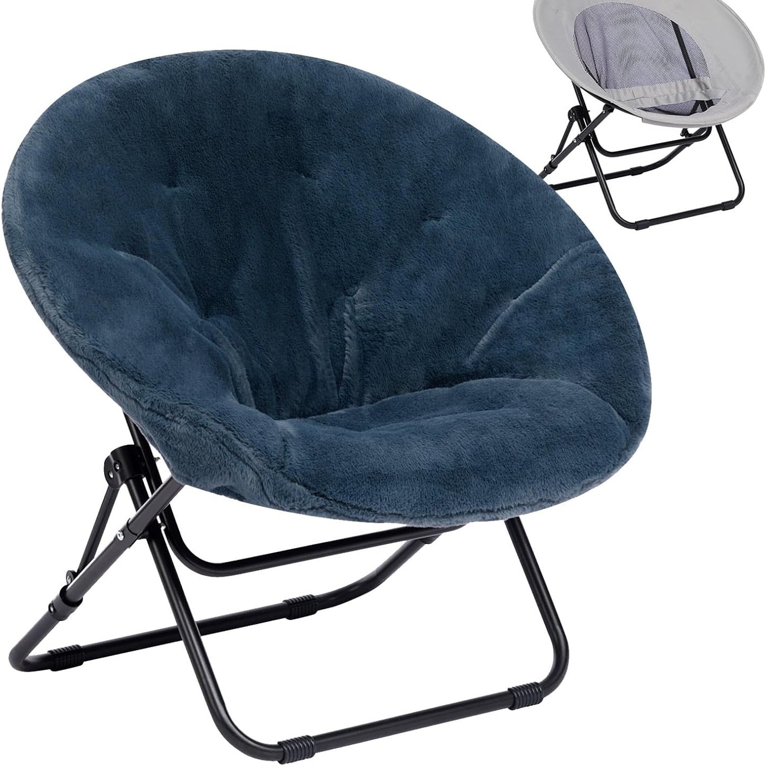 HollyHOME Faux Fur Folding Saucer Chair: image 1
