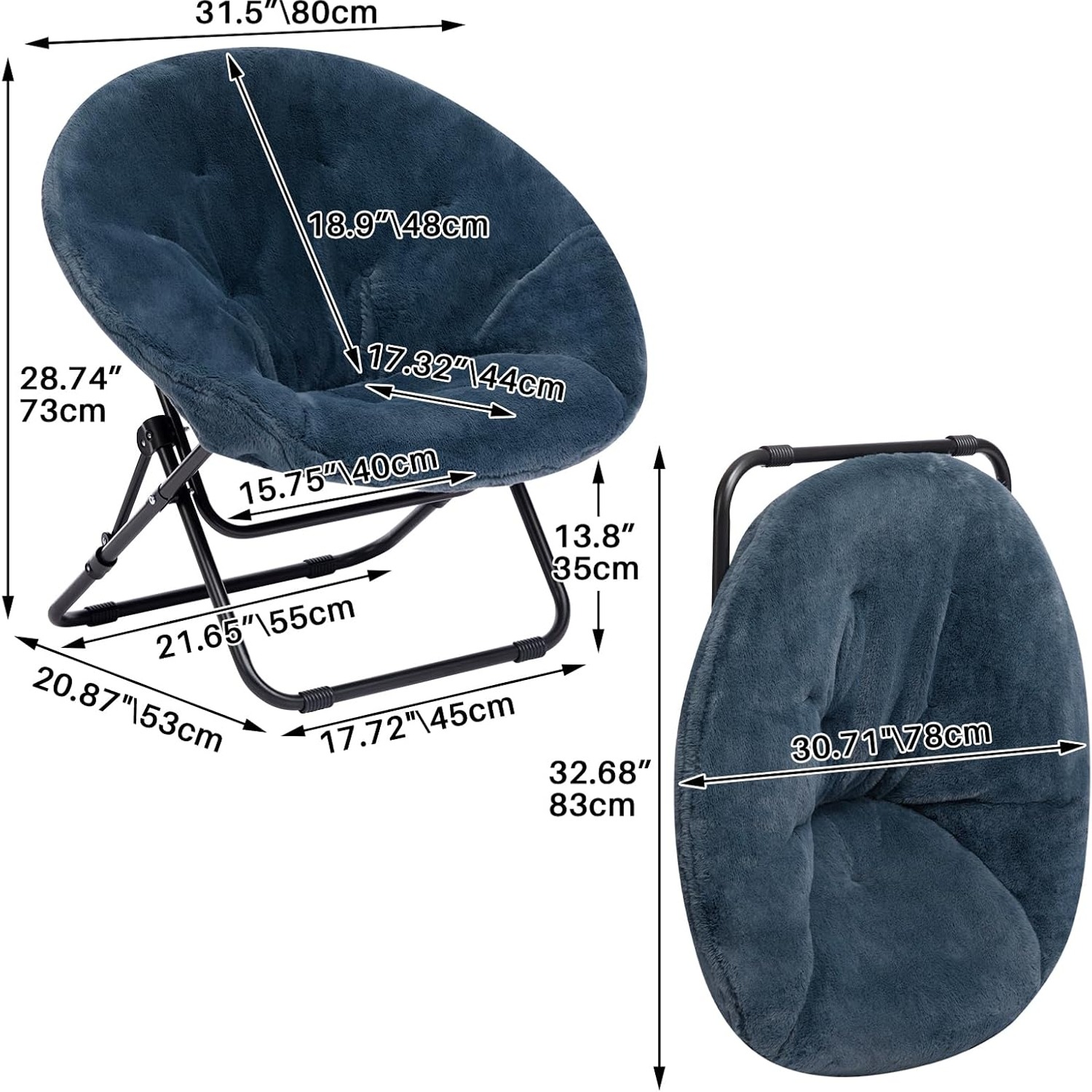 HollyHOME Faux Fur Folding Saucer Chair