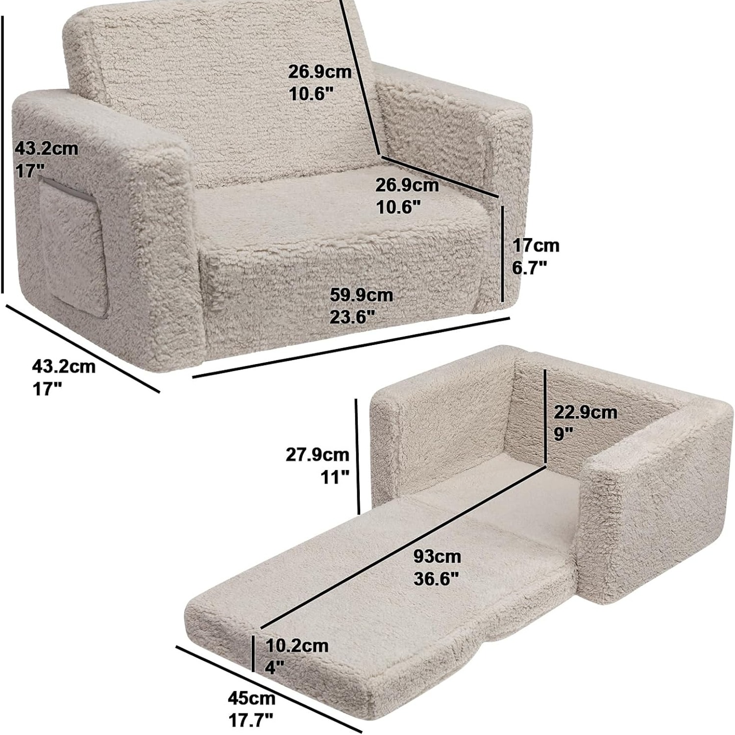 BEJOY Kids Fold Out Sofa