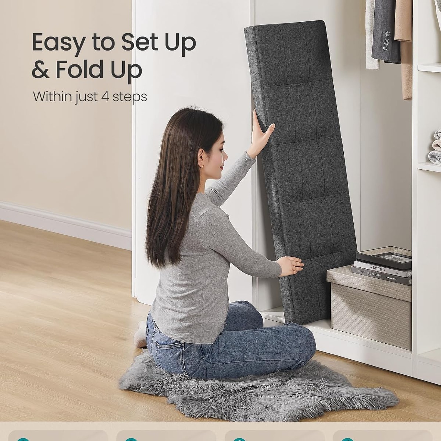 SONGMICS Folding Storage Ottoman Bench: image 7