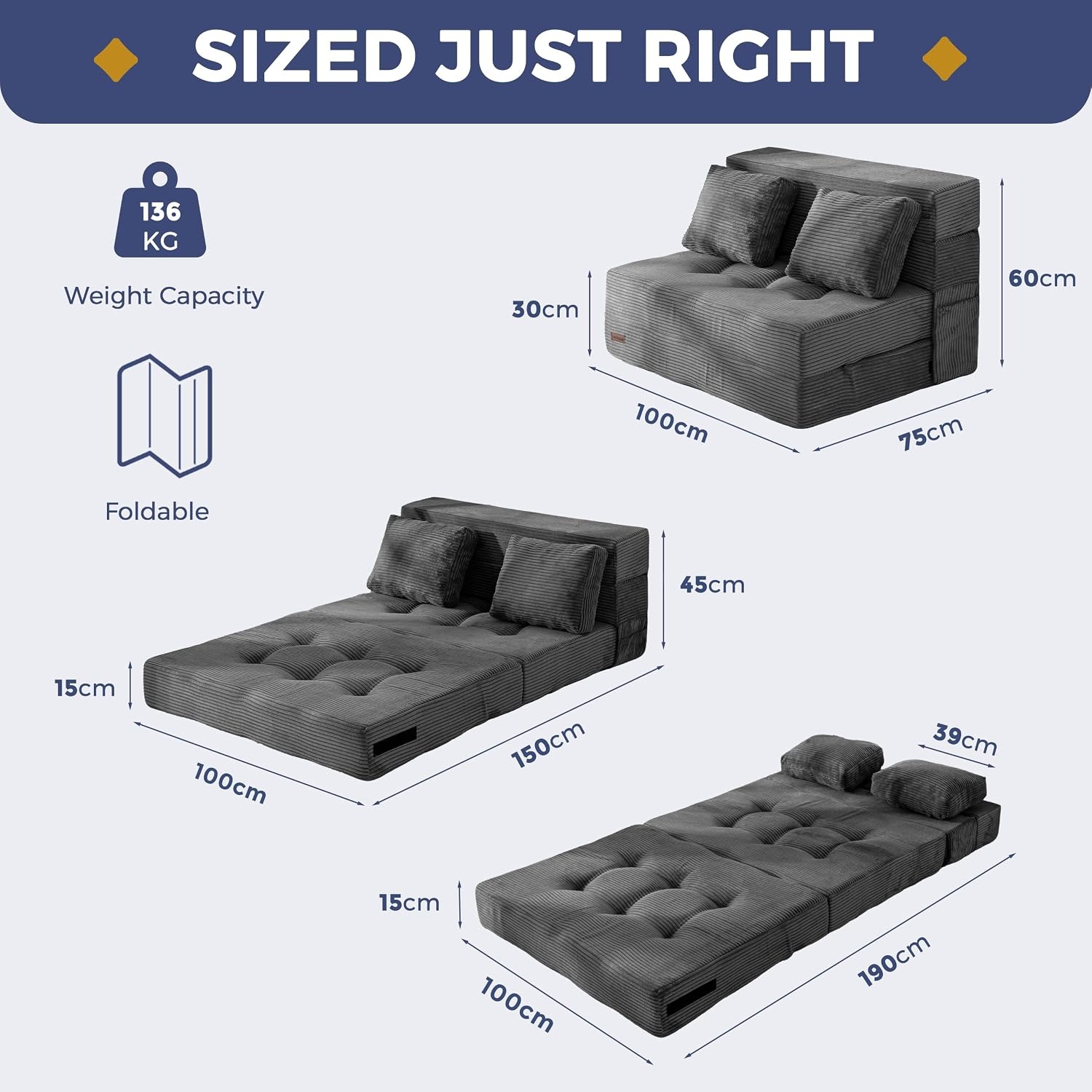 MAXYOYO Folding Floor Sofa Bed: image 2