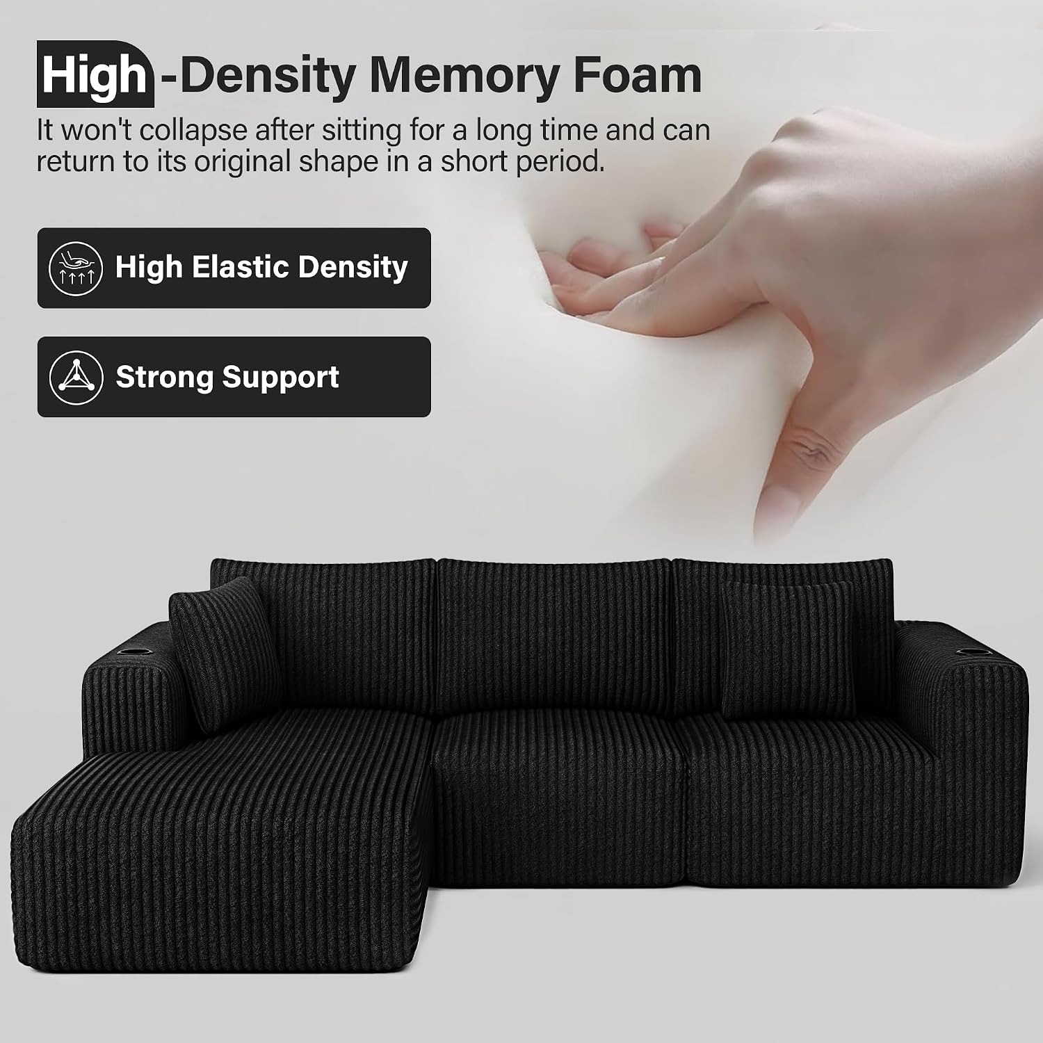 DURASPACE Corduroy L-Shaped Sectional Sofa
