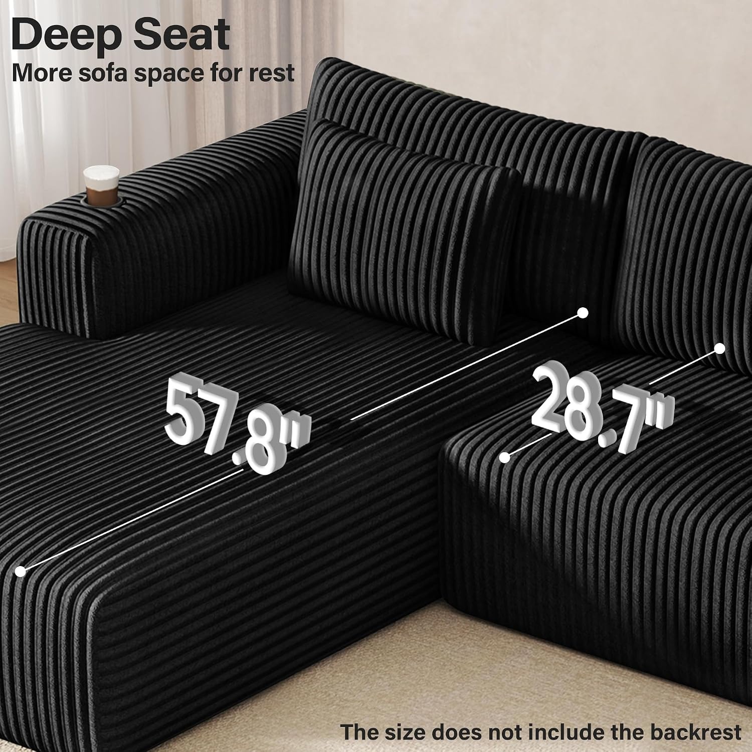 DURASPACE Corduroy L-Shaped Sectional Sofa