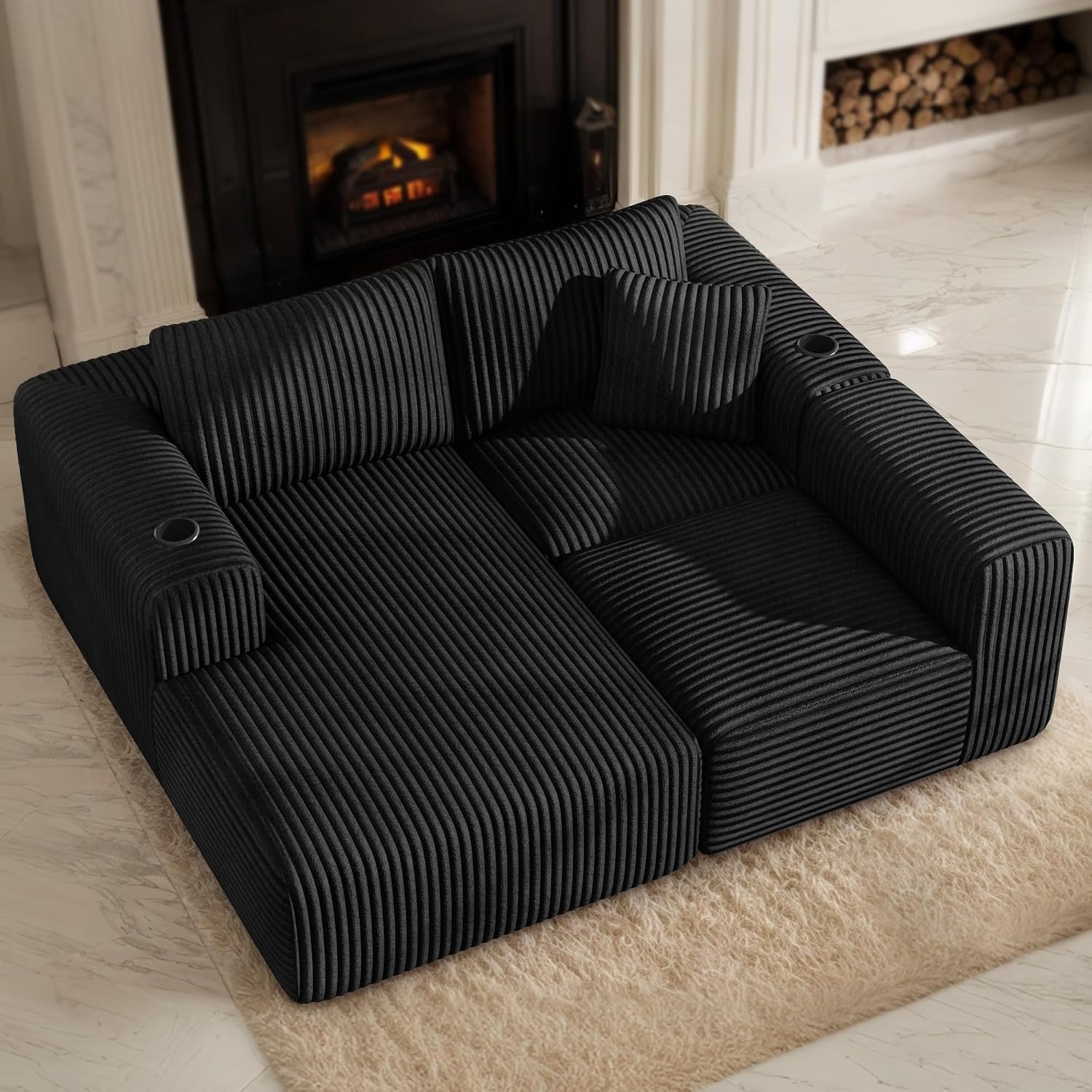 DURASPACE Corduroy L-Shaped Sectional Sofa: image 7