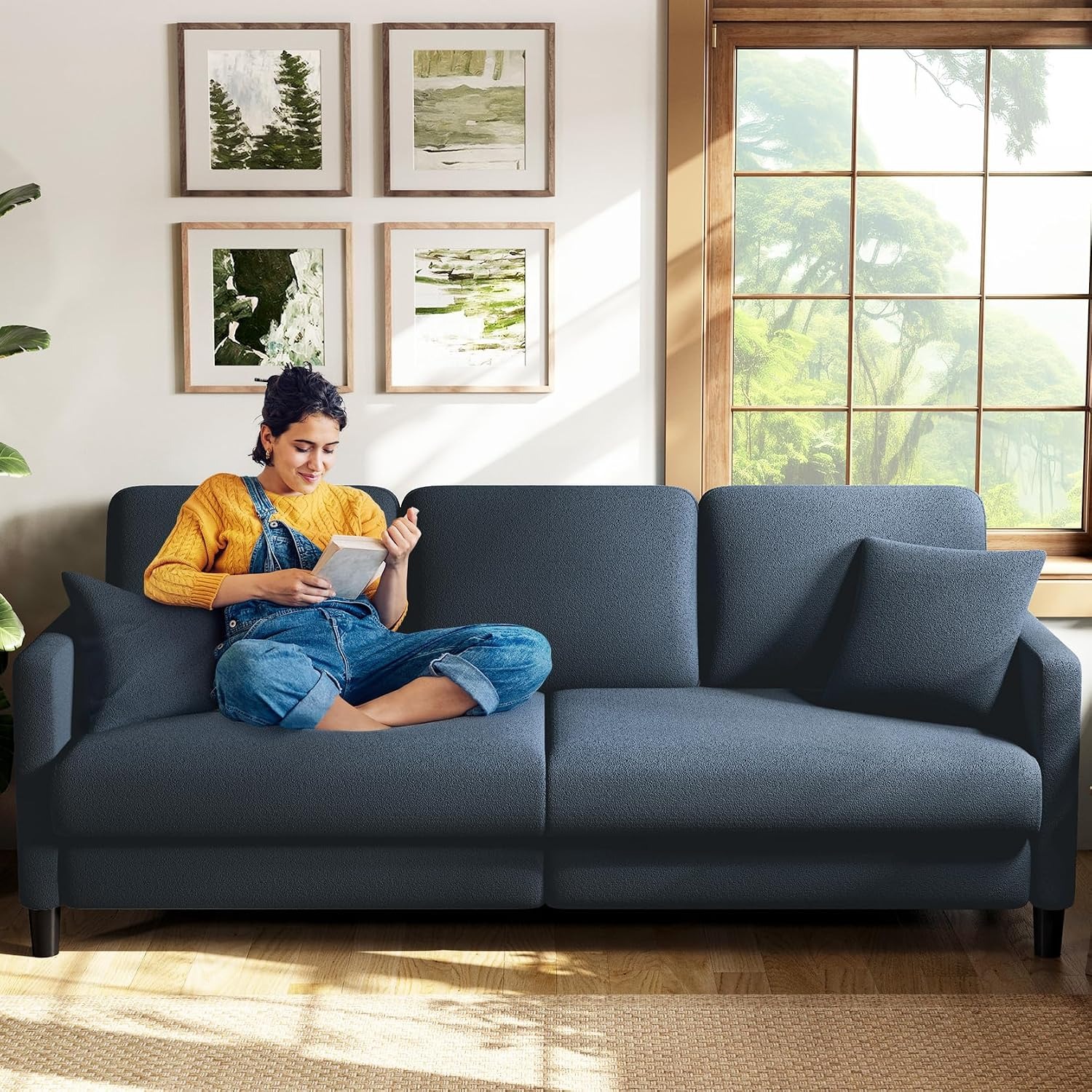 Welzona Blue Grey Three Seater Sofa: image 1