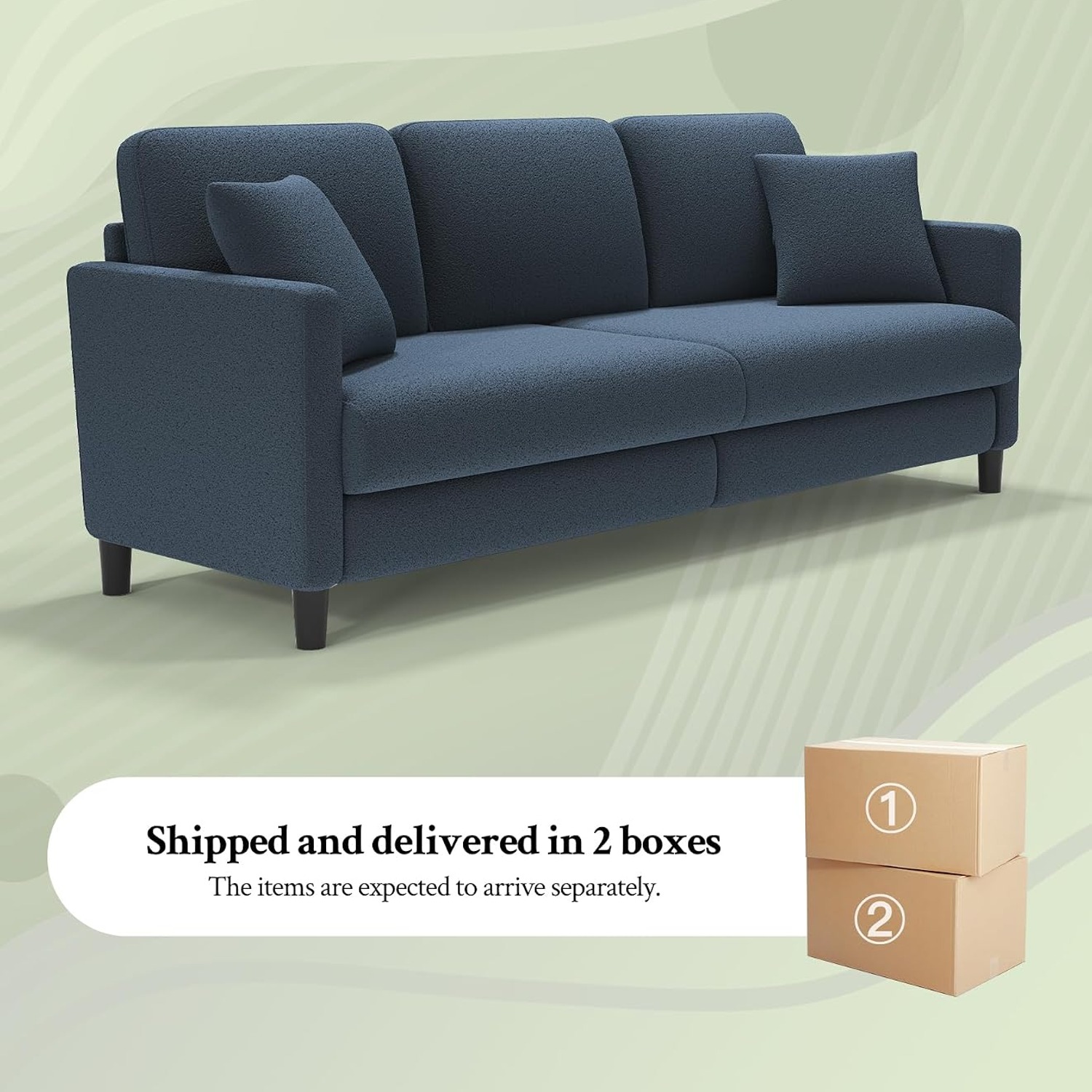 Welzona Blue Grey Three Seater Sofa: image 5