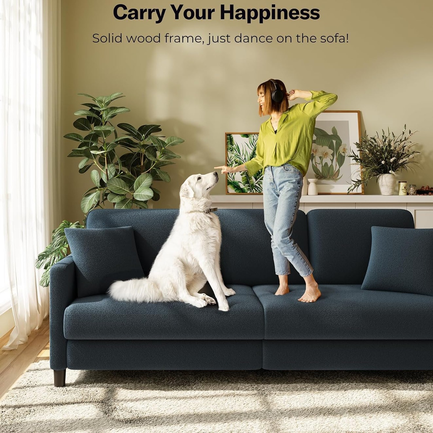 Welzona Blue Grey Three Seater Sofa: image 6