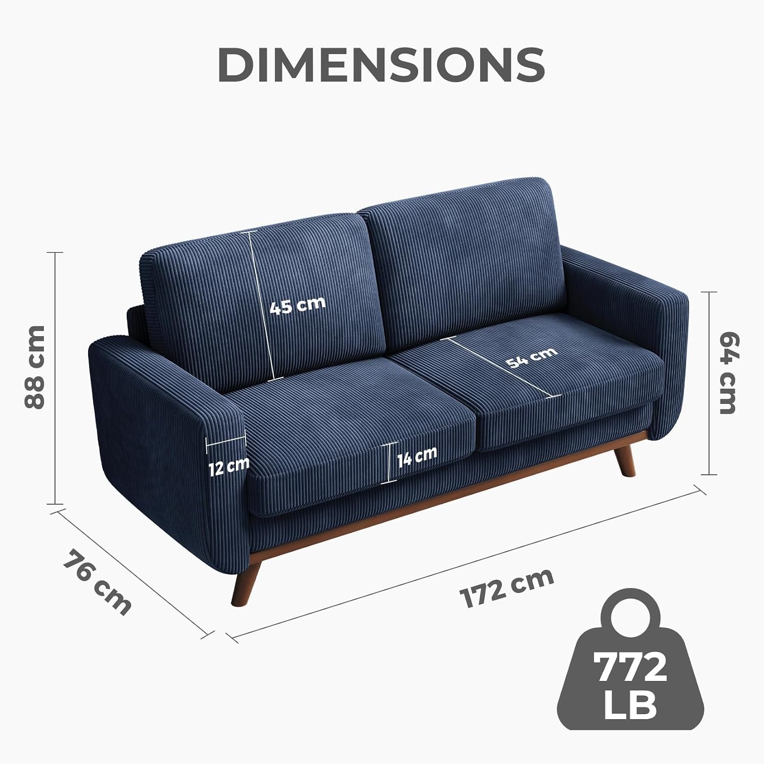 Vesgantti Corduroy Two Seater Sofa: image 2