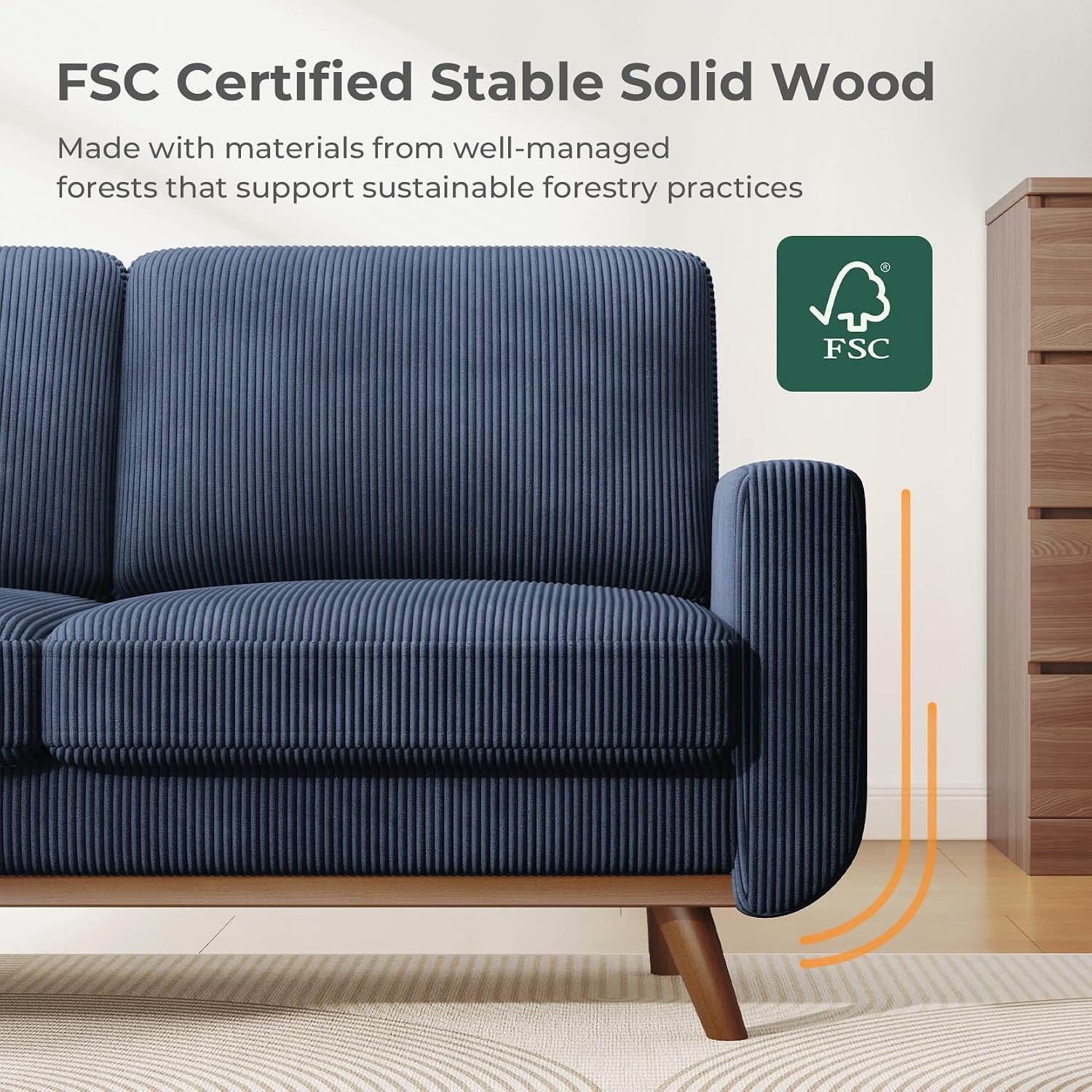 Vesgantti Corduroy Two Seater Sofa: image 4