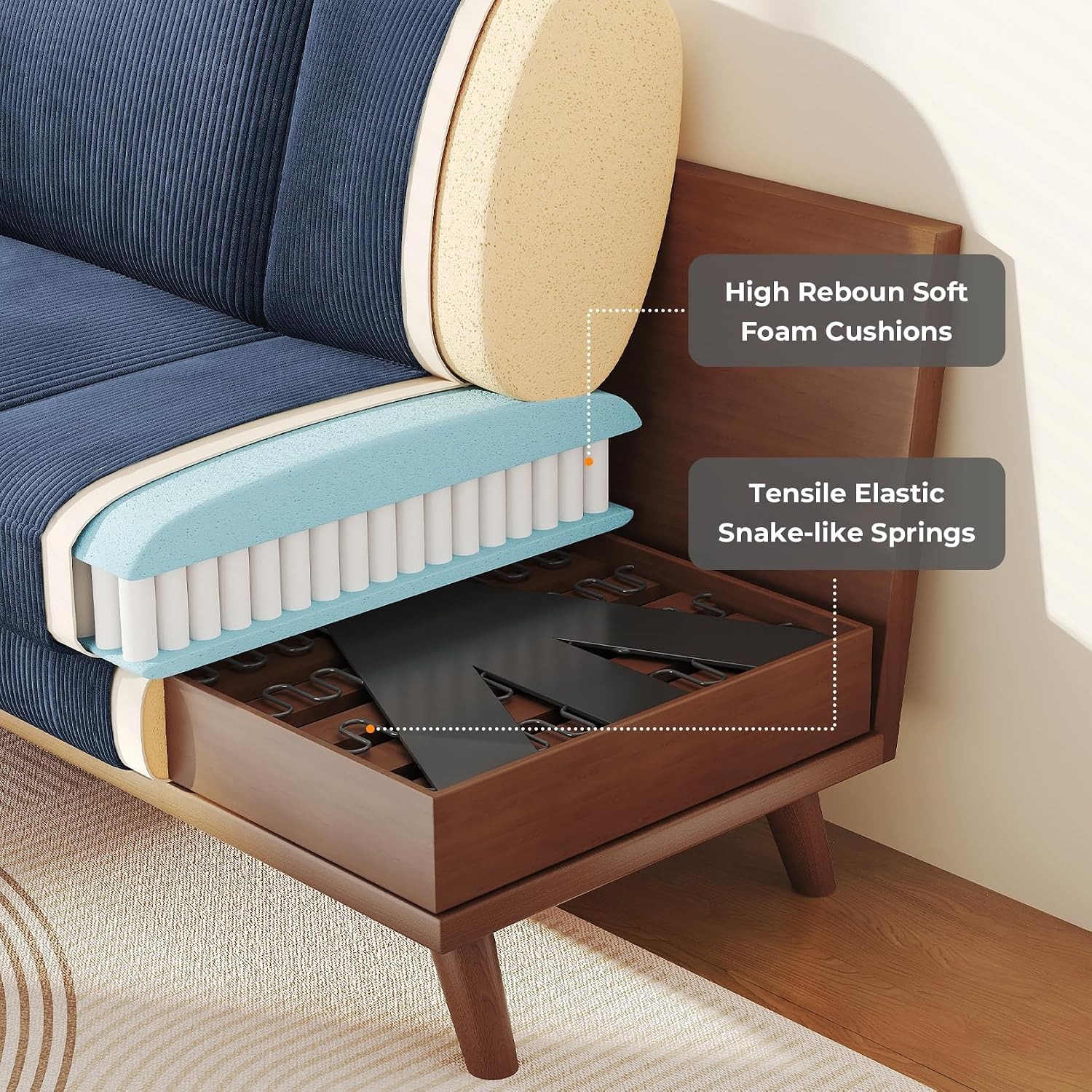 Vesgantti Corduroy Two Seater Sofa: image 5