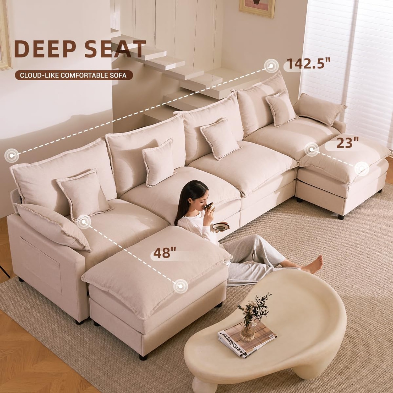 Litbird 274 cm U Shaped Sofa: image 3