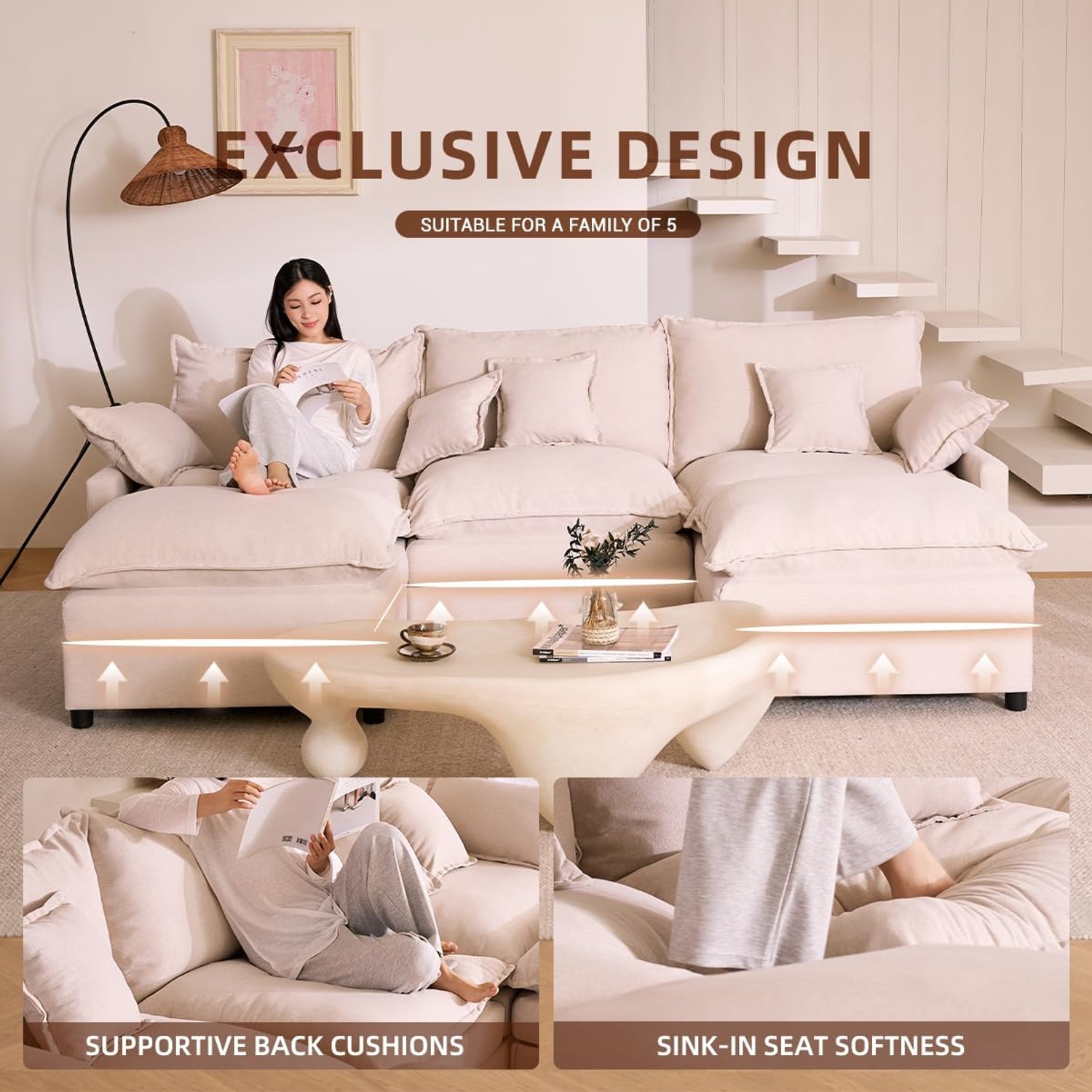 Litbird 274 cm U Shaped Sofa: image 4