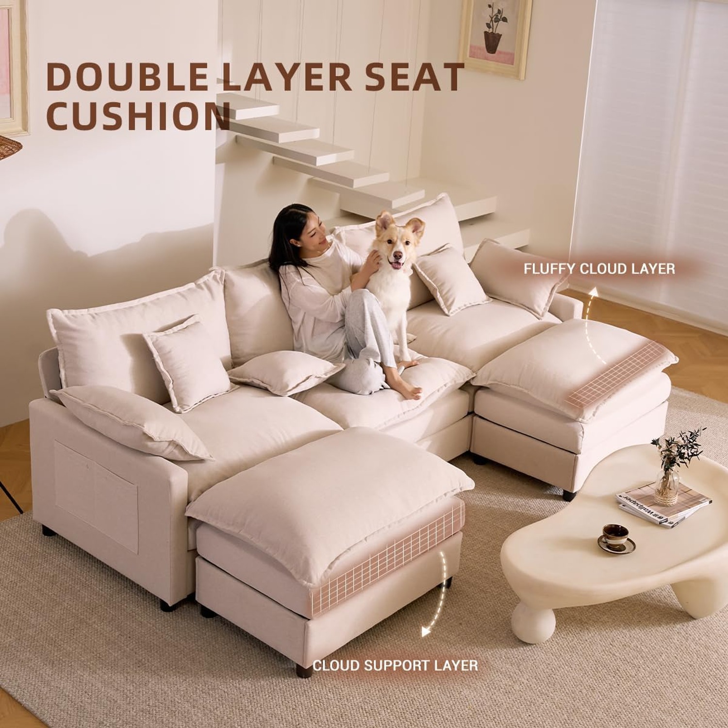 Litbird 274 cm U Shaped Sofa: image 6