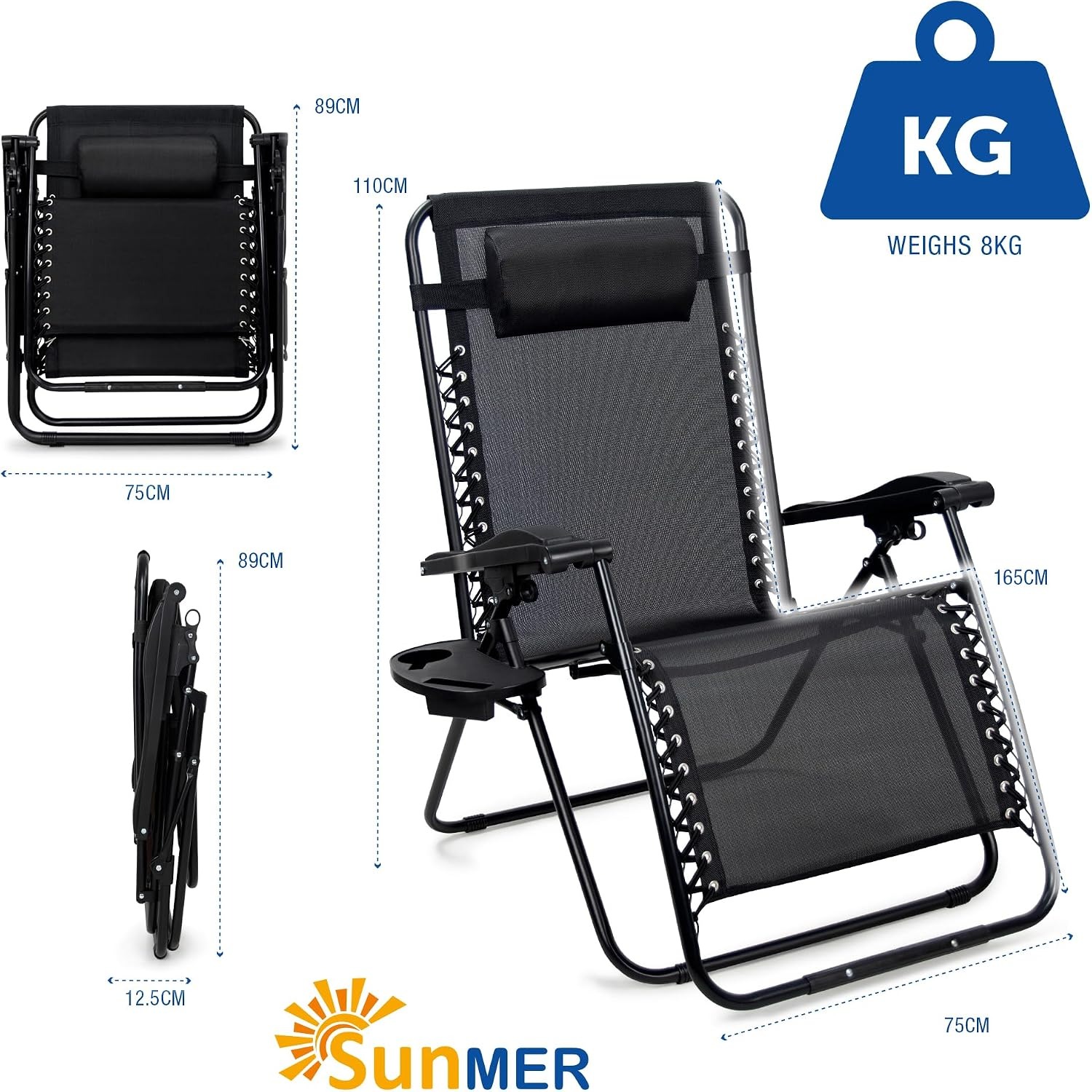 SUNMER Extra Wide Garden Lounger Set of 2: image 3