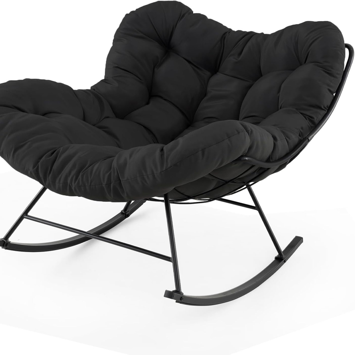 COSTWAY Papasan Egg Rocking Chair: image 1