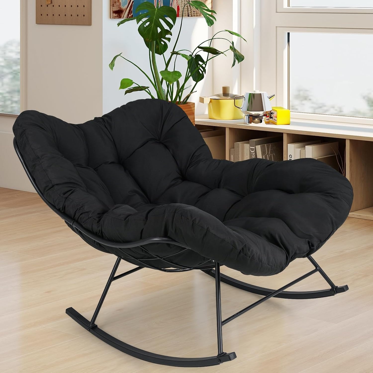 COSTWAY Papasan Egg Rocking Chair