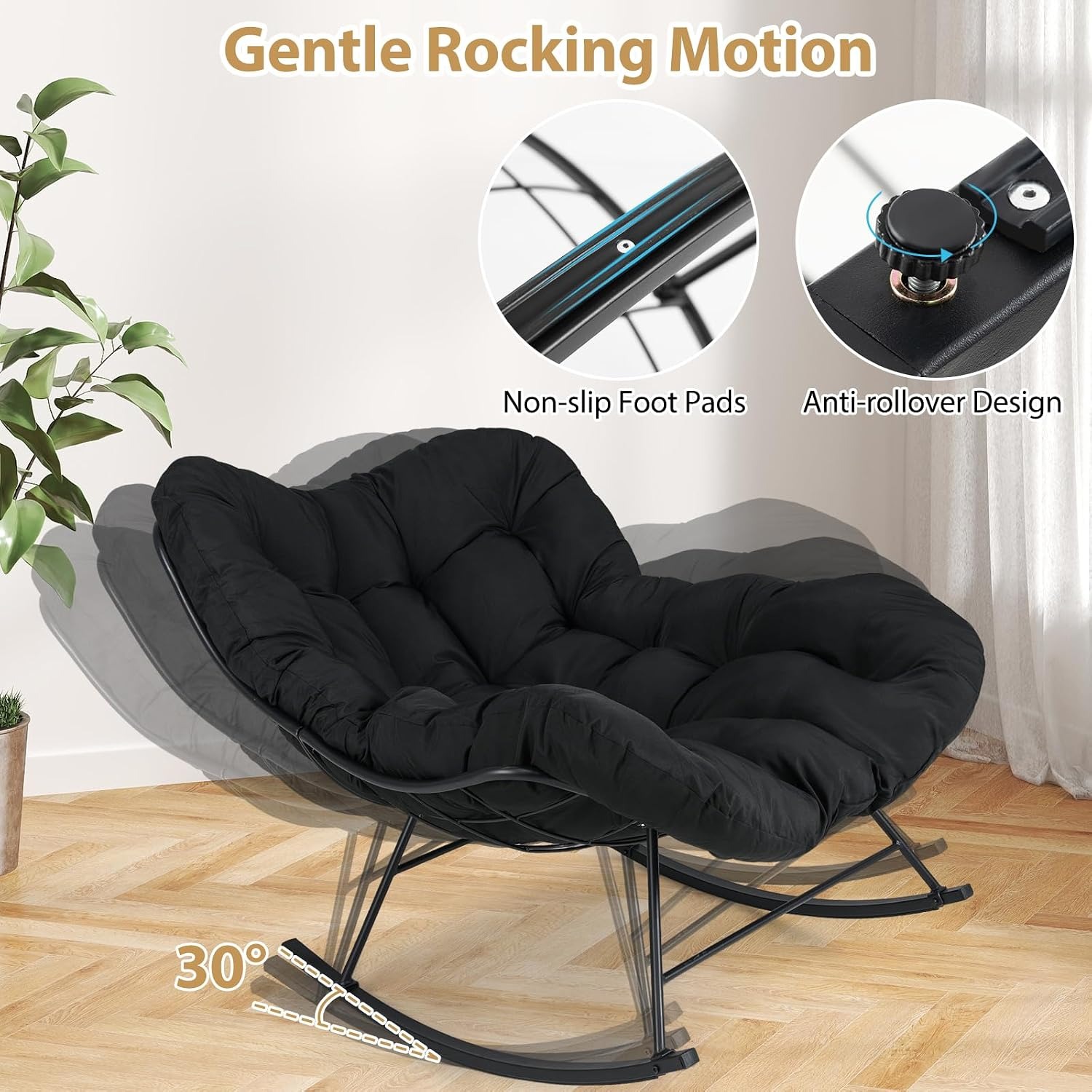 COSTWAY Papasan Egg Rocking Chair
