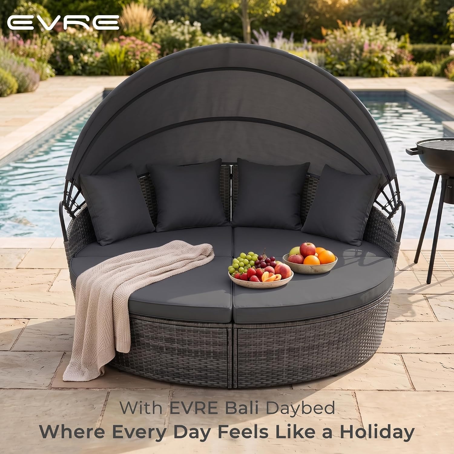 EVRE Rattan Garden Daybed with Canopy: image 2