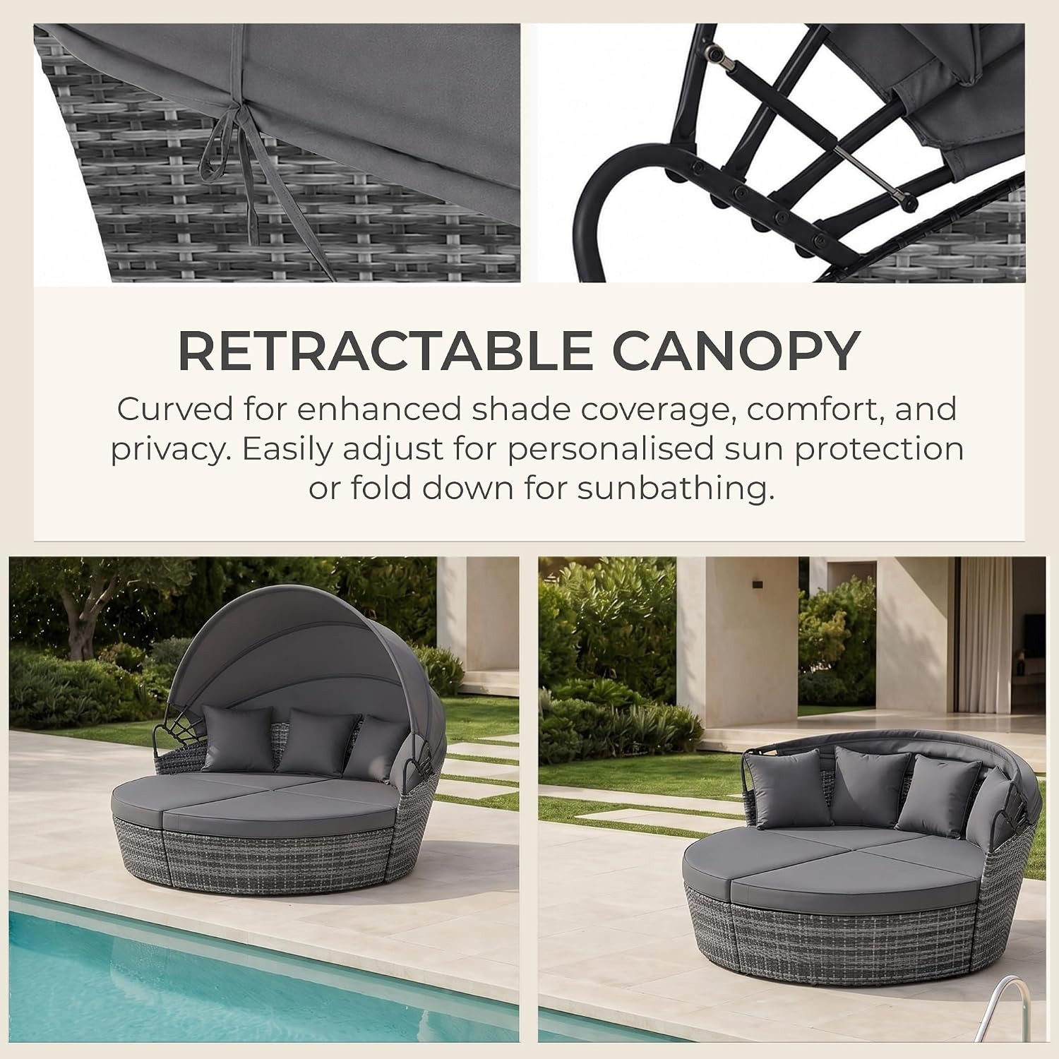 EVRE Rattan Garden Daybed with Canopy: image 4