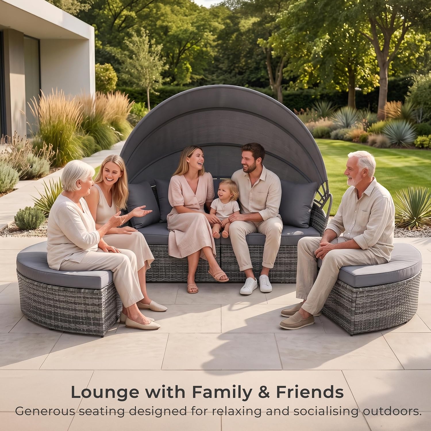 EVRE Rattan Garden Daybed with Canopy: image 6