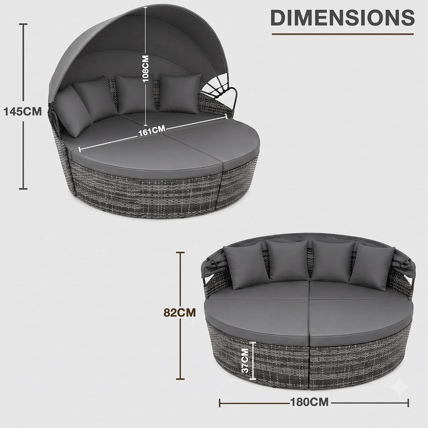 EVRE Rattan Garden Daybed with Canopy: image 8