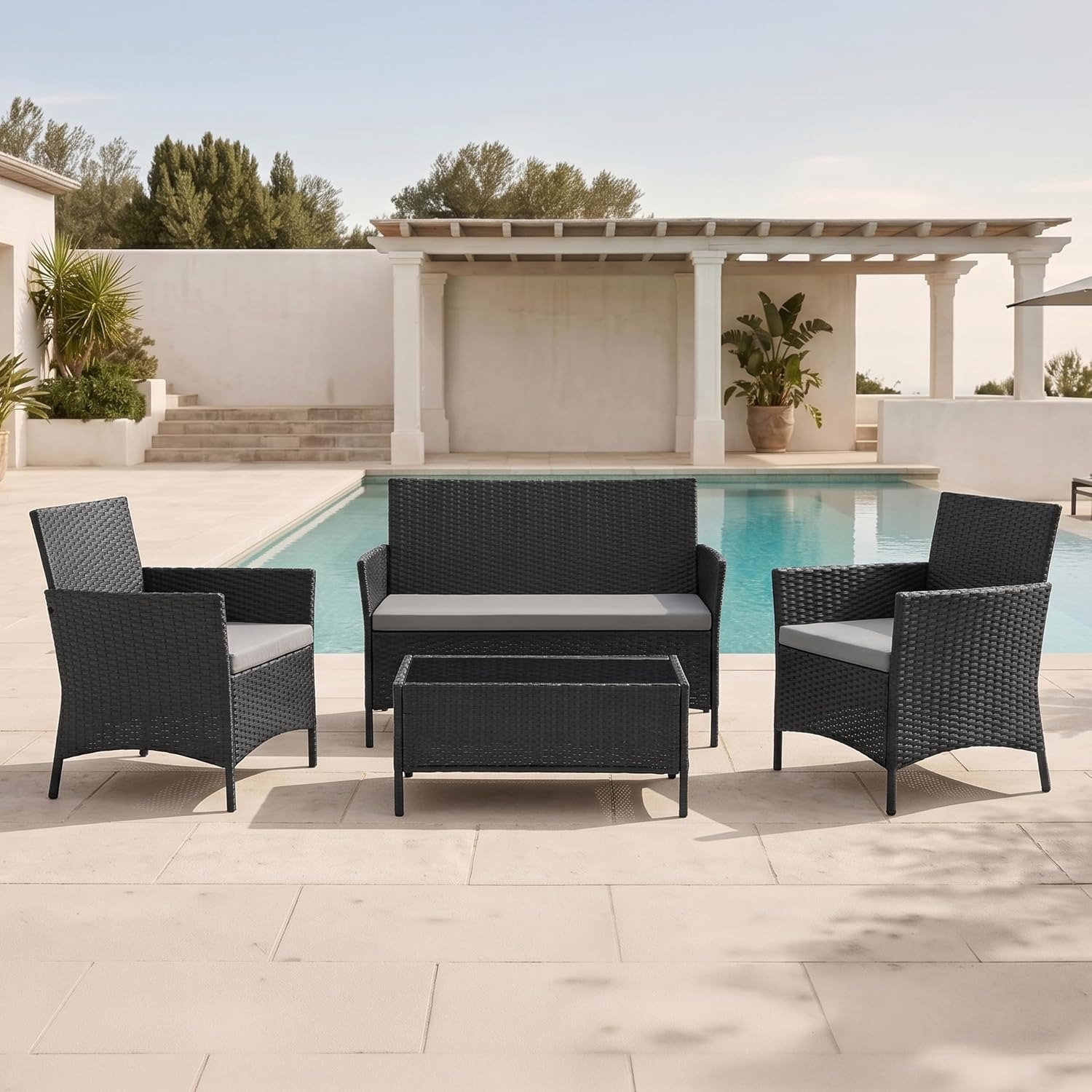 EVRE Madrid Rattan Garden Sofa Set: image 1