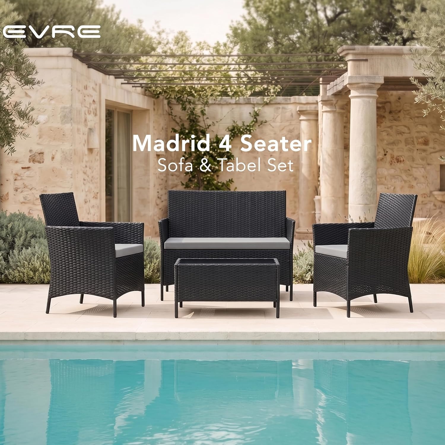EVRE Madrid Rattan Garden Sofa Set: image 3