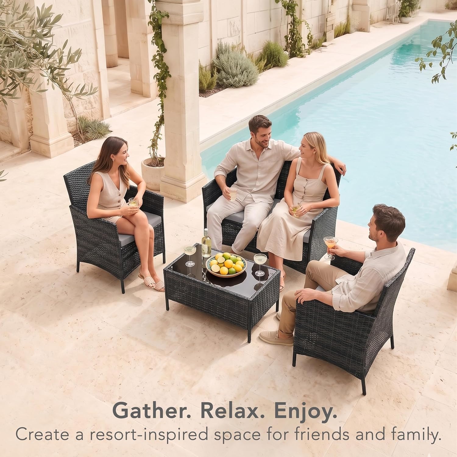 EVRE Madrid Rattan Garden Sofa Set: image 4