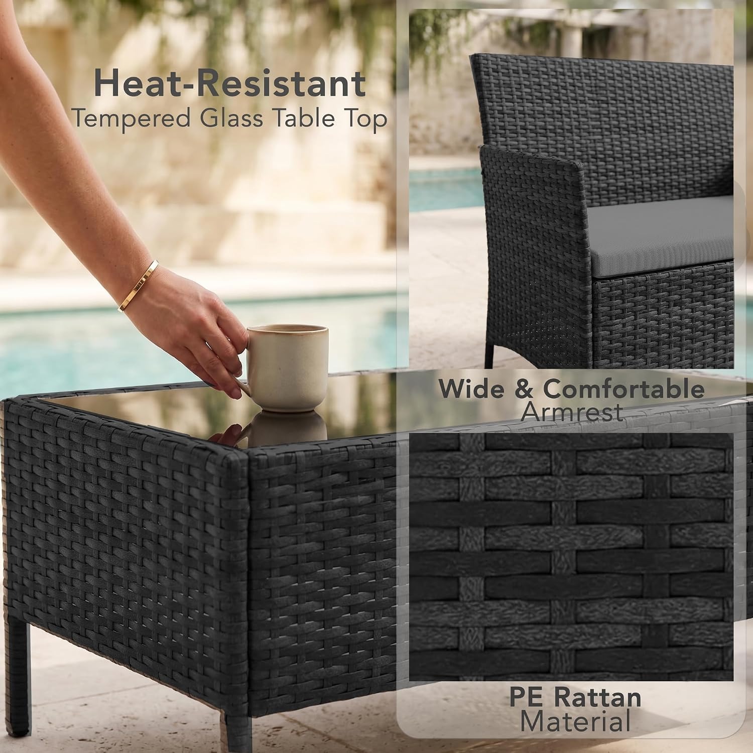 EVRE Madrid Rattan Garden Sofa Set: image 6